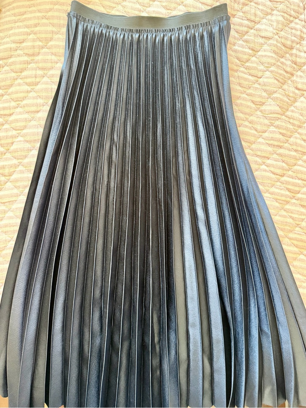 Mango Black Faux-Leather Pleated Skirt